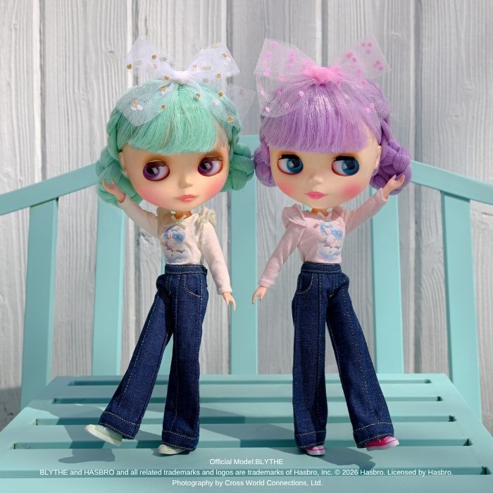 Junie Moonプロデュース Dear Darling fashion for dolls から「肩フリル長袖Tシャツ」「デニムパンツ」が発売です！
