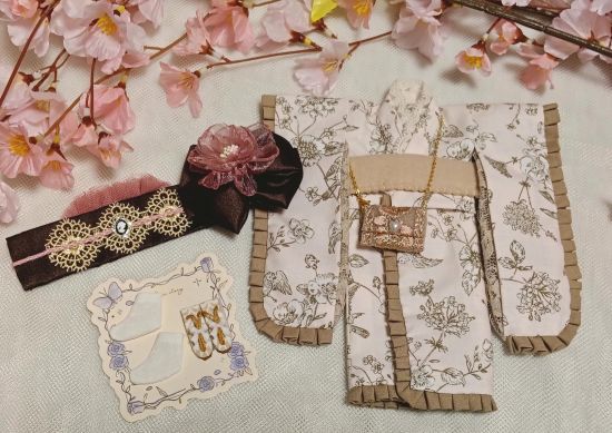 ドレスセット（ネオブライスサイズ）「ピンク・トランプ・ハット・ガール」by 夢人屋呉服店