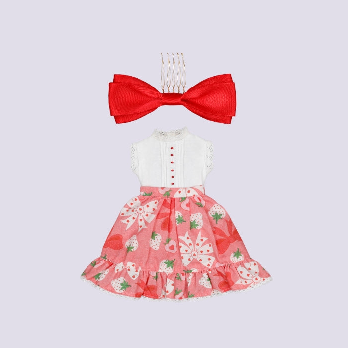 Dear Darling fashion for dolls「プリントギャザースカートセット」レッド