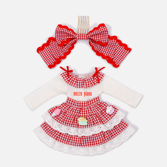 Dear Darling fashion for dolls「mezzo pianoコラボレーション ギンガムチェックドレスセット」レッド