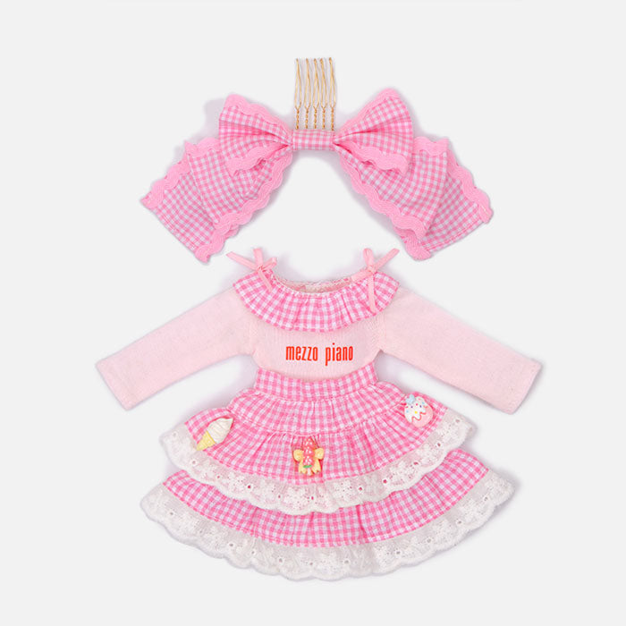 Dear Darling fashion for dolls「mezzo pianoコラボレーション ギンガムチェックドレスセット」ピンク