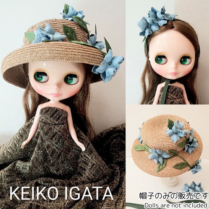A Hat for dolls (Neo Blythe Size) "Flower Power (Blue)" by KEIKO IGATA