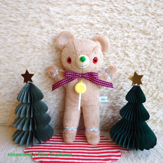 ☆OOAK☆ Stuffed toy "Gingerbread Bear (Red Line)" by ninaworks