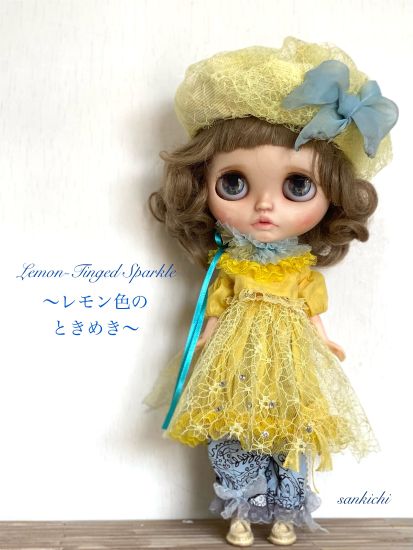ドレスセット（ネオブライスサイズ）「Lemon-Tinged Sparkle  〜レモン色のときめき〜（ブルー））」by sankichi