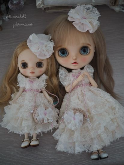 ドレスセット（ミディブライスサイズ）「フェアリーシルクレースドレス&yukiamiamiバッグ（ミディサイズ）」by shii raradoll